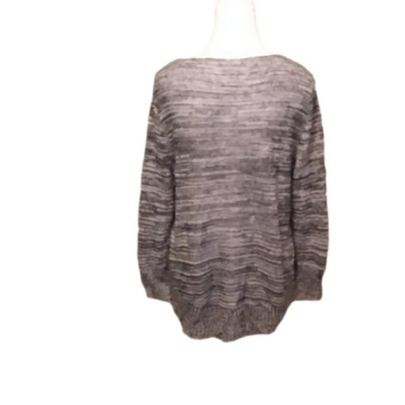 Eileen Fisher Women's M Gray Organic Linen Long Sleeve Open Knit Sweater - Picture 6 of 8